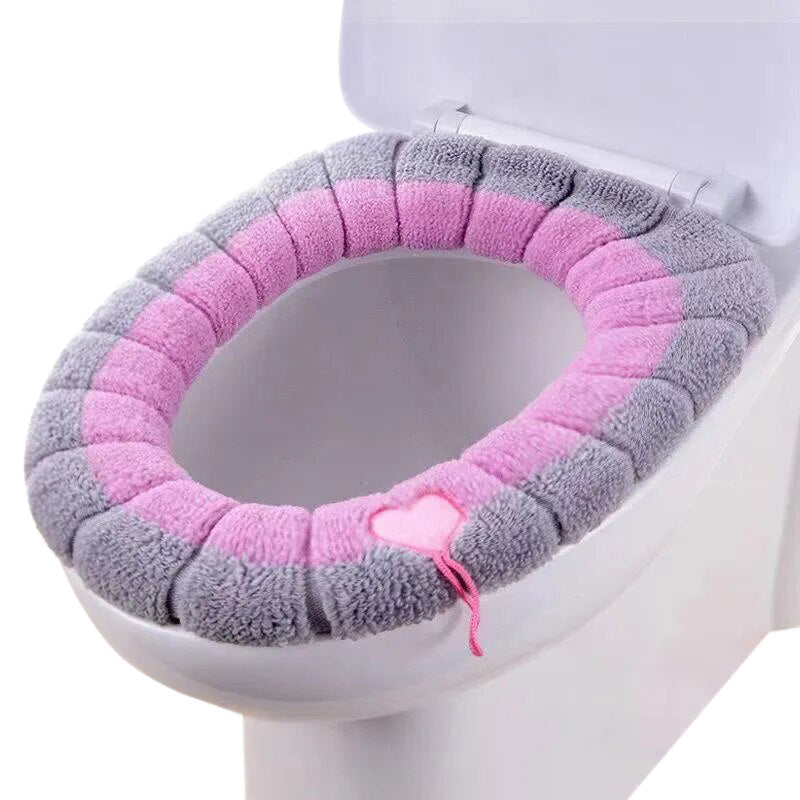Toilet Seat Cover Pink Soft Warmer Washable Mat Cushion Accessories Bath Mats Rugs & Toilet Covers
