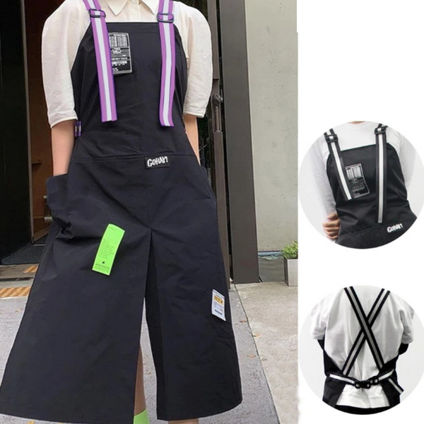 Kitchen Apron Black With Purple Waterproof Oil Resistant Bibs For Professionals Aprons