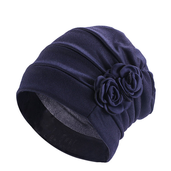 Ethnic Headscarf Chemotherapy Two Flower Headwear For Women Polyester Frosted Scarves & Wraps