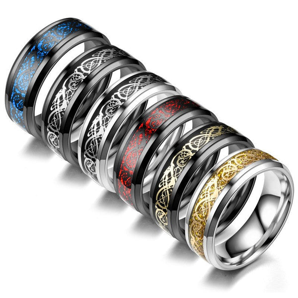 Veile Studios Dragon Pattern Men Stainless Steel Jewellery Rings