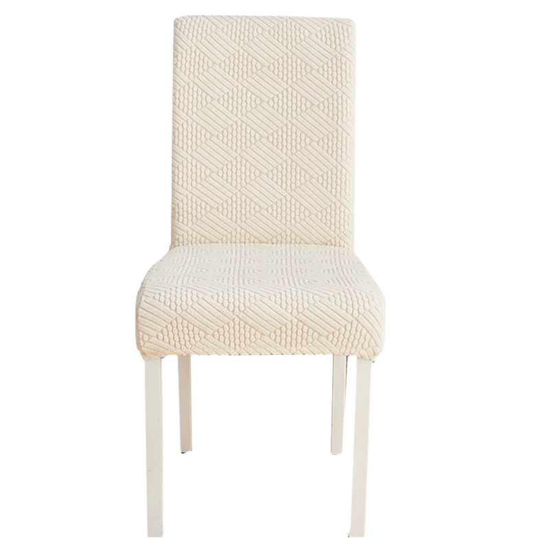 Chair Cover Beige Checkered Line Design Anti Dirt Elastic For Dining Room Kitchen Slipcovers
