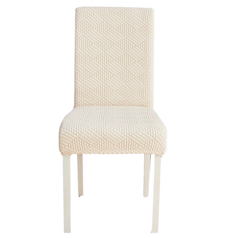 Chair Cover Beige Checkered Line Design Anti Dirt Elastic For Dining Room Kitchen Slipcovers