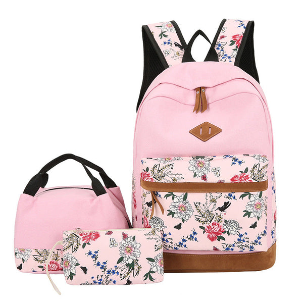 Floral Bags Schoolbag Backpack Lunch Wallets Medium Capacity Oxford Backpacks