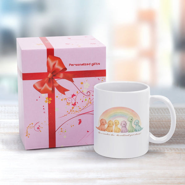 Be A Rainbow Dinosaur Mug Cute Pastel Coffee Cup Kawaii Ceramic Gift Positive Quote For Tea & Lovers Mugs