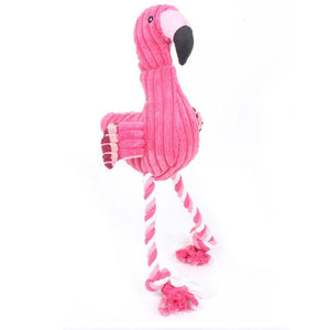 Plush Flamingo Dog Shaker Toy