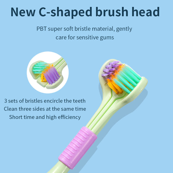 Three Sided Macaron Soft Bristle Triple Head Toothbrush Toothbrushes
