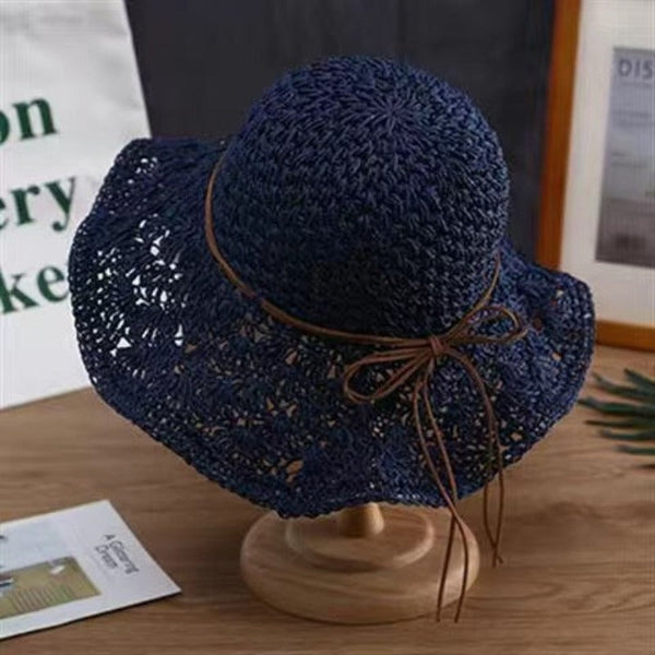 Fashionable Handmade Crochet Straw Hat Women Sun Protection Hats