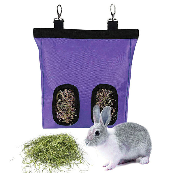 Rose Red 2 Holes Hanging Hay Storage Feeder Bag For Guinea Pigs Rabbits Hamsters 2 Holes Small Animal Supplies