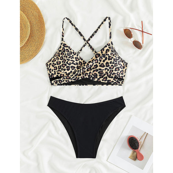 Bikini Leopard Print  Two Piece Swimsuit For Women Swimwear