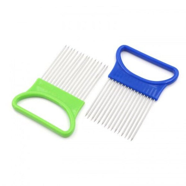 4Pack Onion Tomato Vegetables Slicer Cutting Aid Holder Stainless Steel Slicing Cutter Random Peelers & Slicers