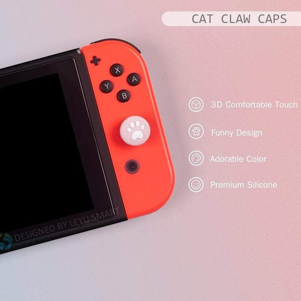 4Pack Switch Handle Button Cap Cat Paw Design Thumb Grip Nintendo Lite Joy Con Controller Soft Silicone Sleeve Controllers & Attachments