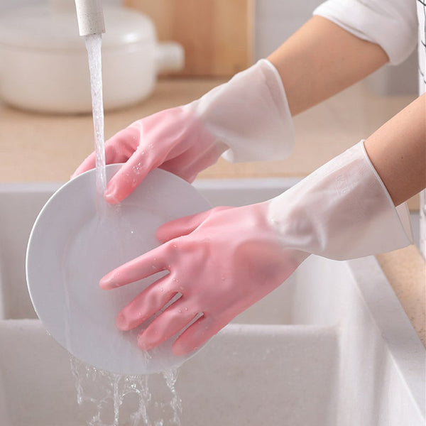 4Pair Kitchen Cleaning Gloves Rubber Latex Dish Washing Waterproof Dishwashing Clothes Household