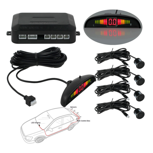 4 Parking Sensors Led Display Car Reverse Radar System Alarm Kit Black Rear View Monitors/Cams & Kits