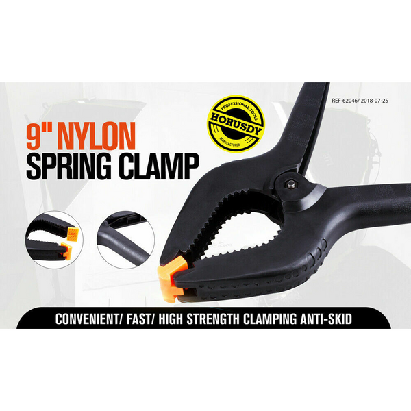 Horusdy 4Pc 9'' Strong Spring Clamps Heavy Duty Nylon Clip Quick Grip Black Large Size Clamps & Vices