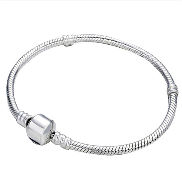 4Pcs Silver Snake Chain Link Bracelet Fit European Charm Wristband