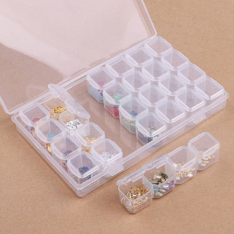 4Pcs 28Grids Diamond Painting Rhinestone Organizer Storage Boxes Transparent Container