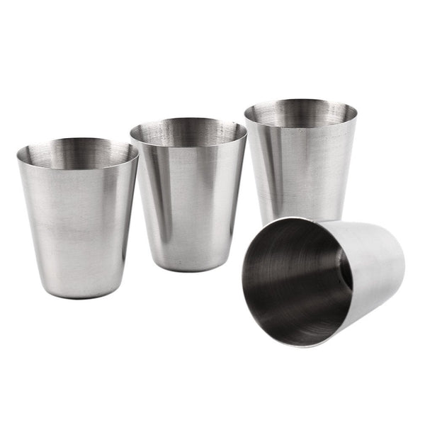 4Pcs 30Ml Stainless Steel Wine Glasses Portable Beer Key Chain Outdoor Cup Camping Whiskey Travel Set
