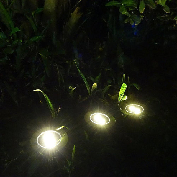 4Pcs 8 Led Solar Power Disk Lights Buried Outdoor Under Ground Waterproof Lamp Landscape & Walkway Lights