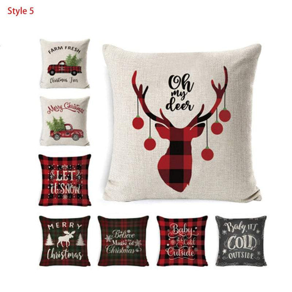Set Of 4 Christmas Printed Cushion Covers Decor Cushions & Decorative Pillows