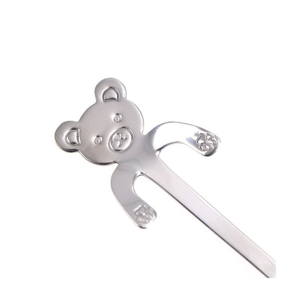 4Pcs Cartoon Bear Panda Coffee Spoons Stainless Steel Kitchen Tool Silver Single Cutlery Pieces