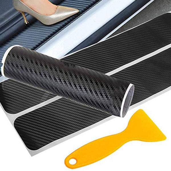 4Pcs Car Floor Mats Anti Scratch Carbon Fibre Vehicle Stickers Mouldings Trim