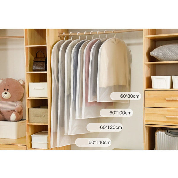 4Pcs Pack Dustproof Clothing Cover Hanging Garment Dress Suit Coat Storage White Garment Bags