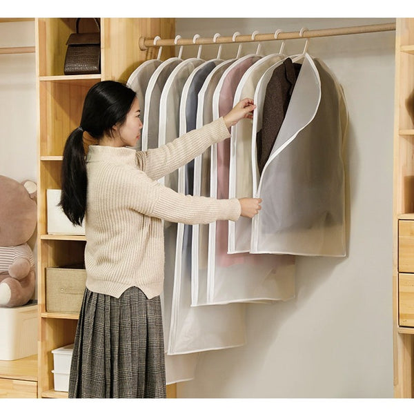 4Pcs Pack Dustproof Clothing Cover Hanging Garment Dress Suit Coat Storage White Garment Bags