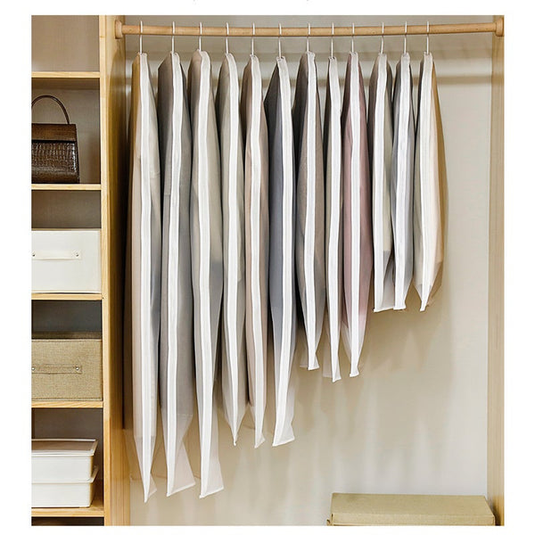 4Pcs Pack Dustproof Clothing Cover Hanging Garment Dress Suit Coat Storage White Garment Bags