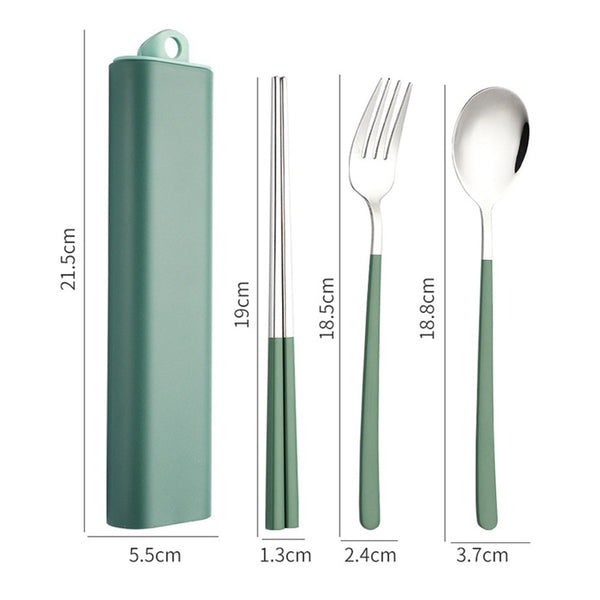 4Pcs Portable 304 Stainless Steel Cutlery Set Reusable Utensils With Storage Box