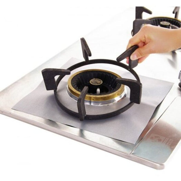 4Pcs Reusable Gas Hob Protector Silver Stove Burner Covers