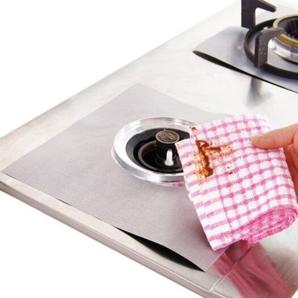 4Pcs Reusable Gas Hob Protector Silver Stove Burner Covers