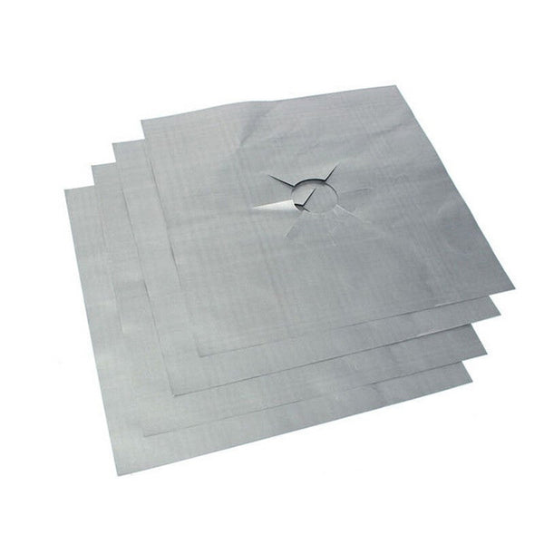 4 Pieces Reusable Gas Stovetop Protectors Nonstick Washable Silver Stove Burner Covers