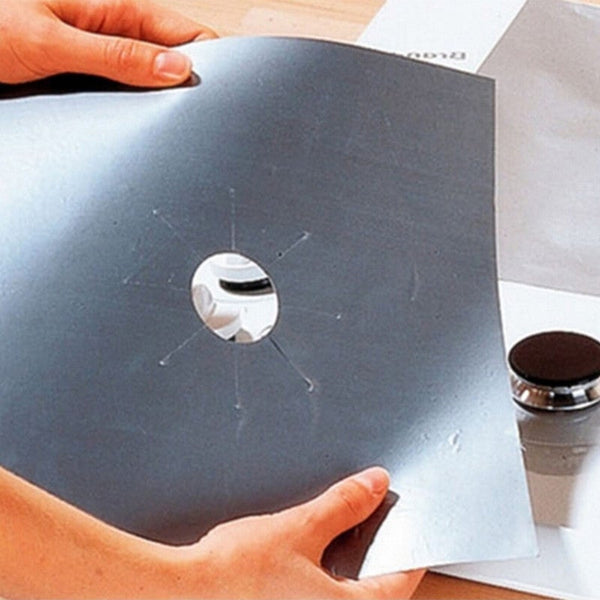 4 Pieces Reusable Gas Stovetop Protectors Nonstick Washable Silver Stove Burner Covers