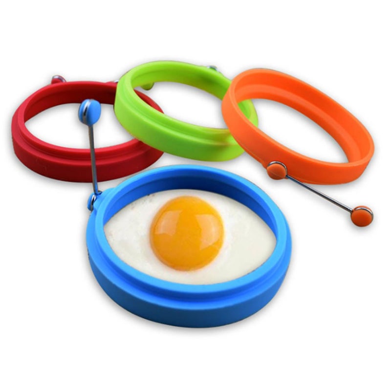 4Pcs Round Shape Silicone Nonstick Frying Egg Mould Ring Pancake Rings Mold For Kitchen Cooking Egg & Pancake Rings