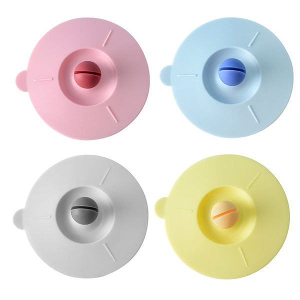 4 Piece Set Antidust Silicone Cup Lid Mug Cover With Spoon Holder Hot Drink Mugs