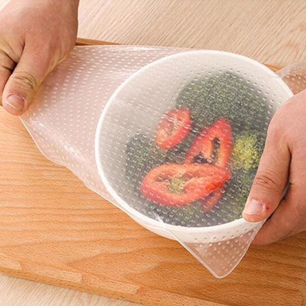 4Pcs / Set Reusable Silicone Bowl Cover Food Wrap Seal Vacuum Lid Cling Film Foil & Food Wraps