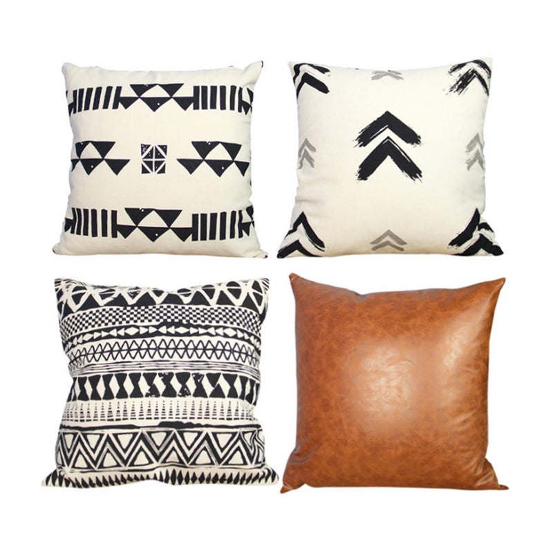 4Pcs Simple Geometric Pillowcase Pure Cotton Sofa Cushion Cushions & Decorative Pillows