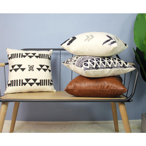 4Pcs Simple Geometric Pillowcase Pure Cotton Sofa Cushion Cushions & Decorative Pillows