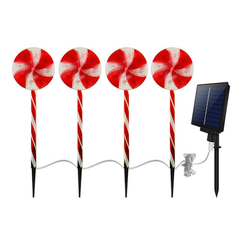 4Pcs Solar Lollipops Cane Light Candy Lights Water-Resistant Christmas Outdoor Lawn