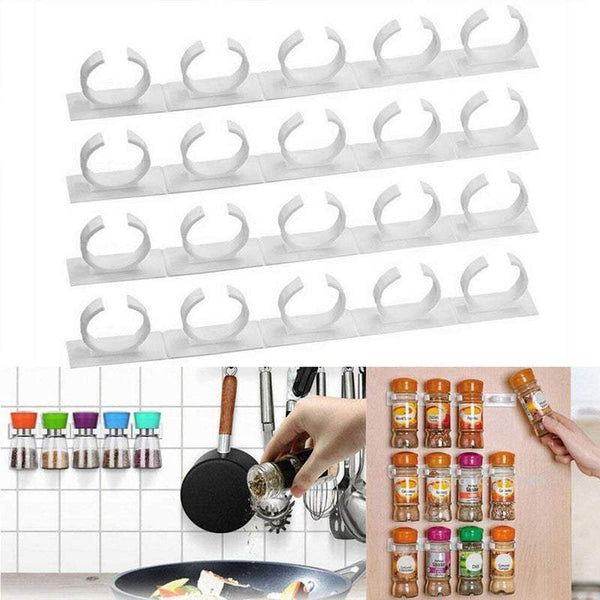 Oil Vinegar Storage 4Pcs Adhesive Spice Clips Shelf Bottle Organiser Rack Spice Jars & Racks