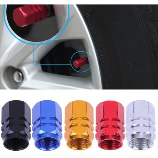 4Pcs Universal Aluminum Car Air Valve Caps Bicycle Tire Cover Wheel Black Valve Stems Caps