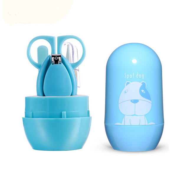 4Pcs Baby Nail Clippers Set Safety Care Barrel Scissors Pale Blue Dog Lid