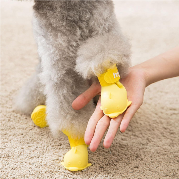 4Pcs Cartoon Pet Rain Boots Waterproof Non Slip Wear Resistant Shoes For Dogs Pink M Dog Clothing & Shoes