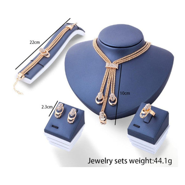 Veile Studios 4Pcs Fashion Exaggerated Glittering Jewelry Necklace Earrings Jewellery Sets