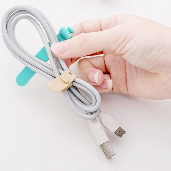 4Pcs Silicone Strap Wire Cord Fixer Tie Organizers Cable Winder Holder