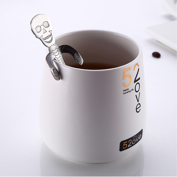 4Pcs Stainless Steel Coffee Stirring Skull Mini Spoon Scoop Kitchen Tableware Single Cutlery Pieces