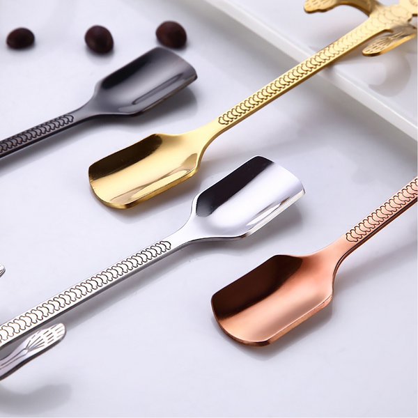 4Pcs Stainless Steel Coffee Stirring Skull Mini Spoon Scoop Kitchen Tableware Single Cutlery Pieces