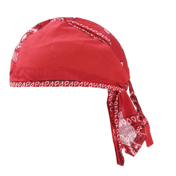 4Pcs Unisex Bandana Hat Cotton Durag Print Cap Turban Headwrap Headwear Red