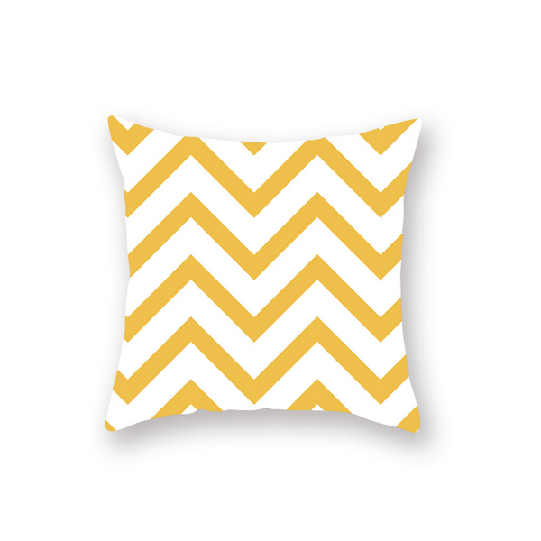 4Pcs Yellow Geometric Stripes Zigzag Pillowcase Sofa Cushion 45X45cm