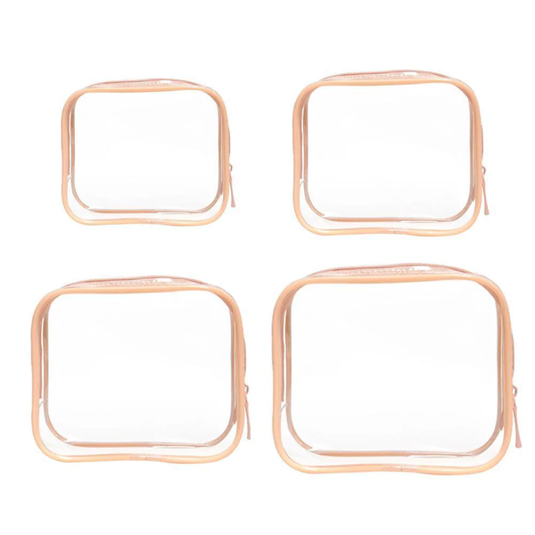 4Pcs Durable Pvc Cosmetic Bags Easy To Clean Multiple Sizes Makeup Bags & Cases